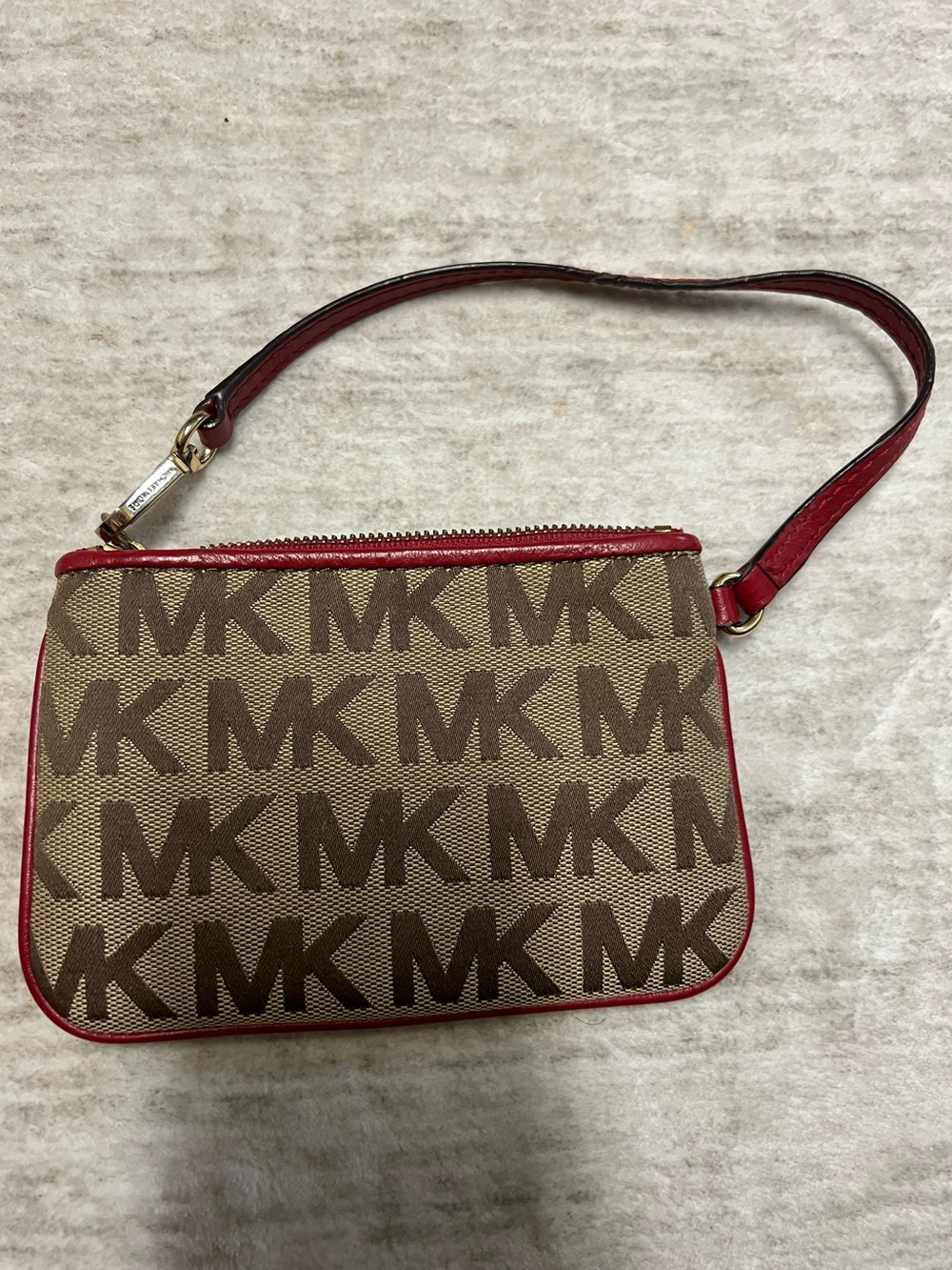 Michael Kors 🤎❤️👛 JetSet Signature Jacquard Wristlet Wallet - Picture 2 of 7